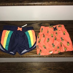2 pair of boys swim trunks. 9 months.